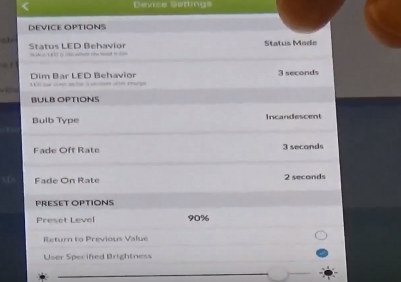 device settings decora smart