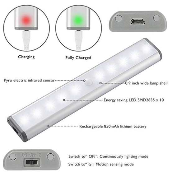 usb rechargeable under cabinet lighting